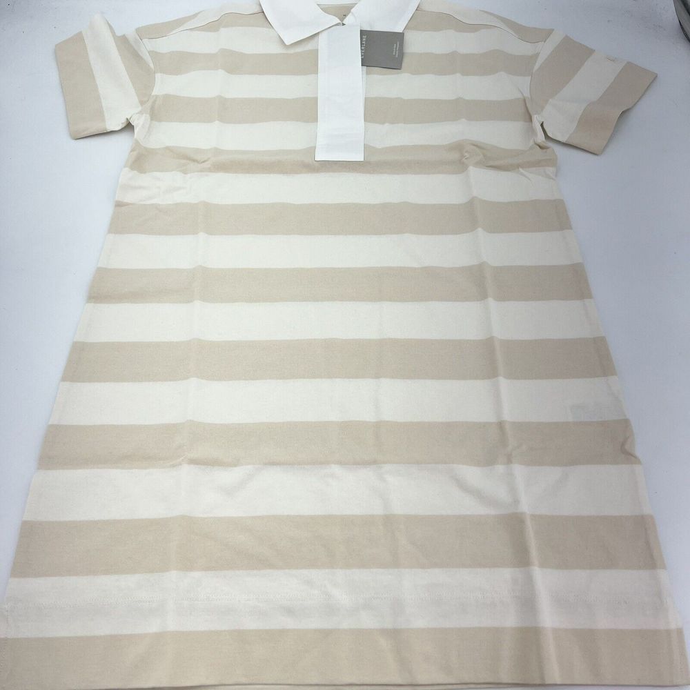 Everlane Women's Size XS Striped Organic Cotton Beige White Polo Dress NWT